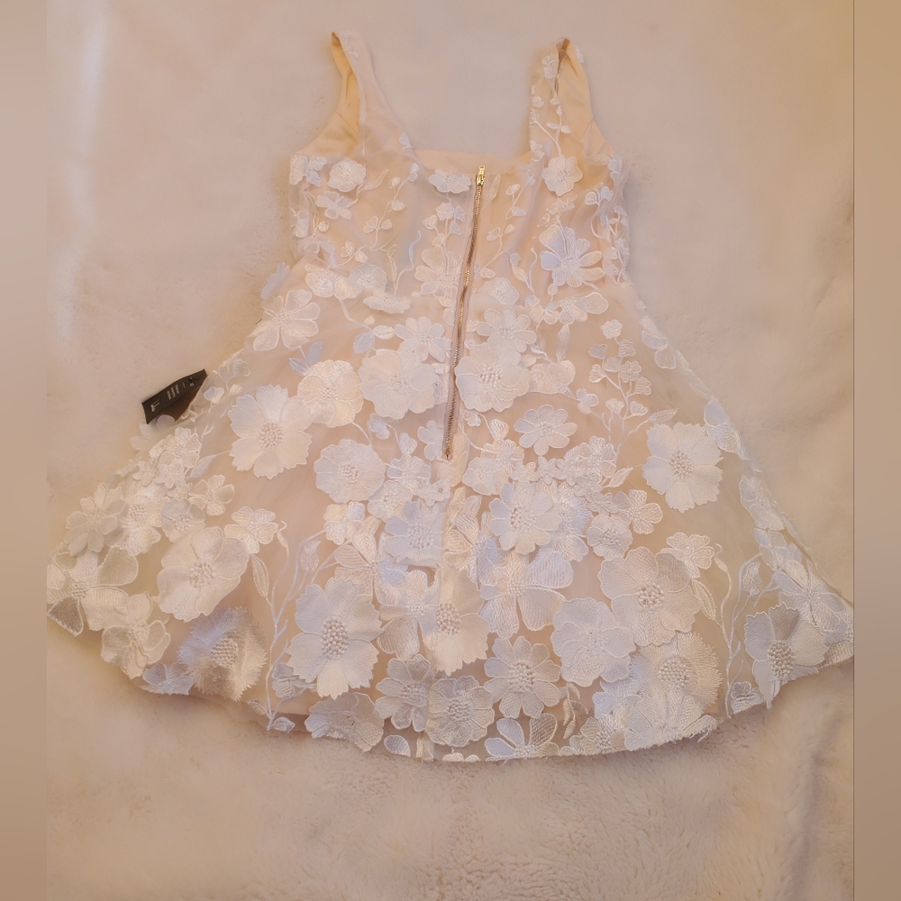 New Lulus Divine Intentions 3D Floral Embroidered Skater Dress Size Small - Picture 9 of 14
